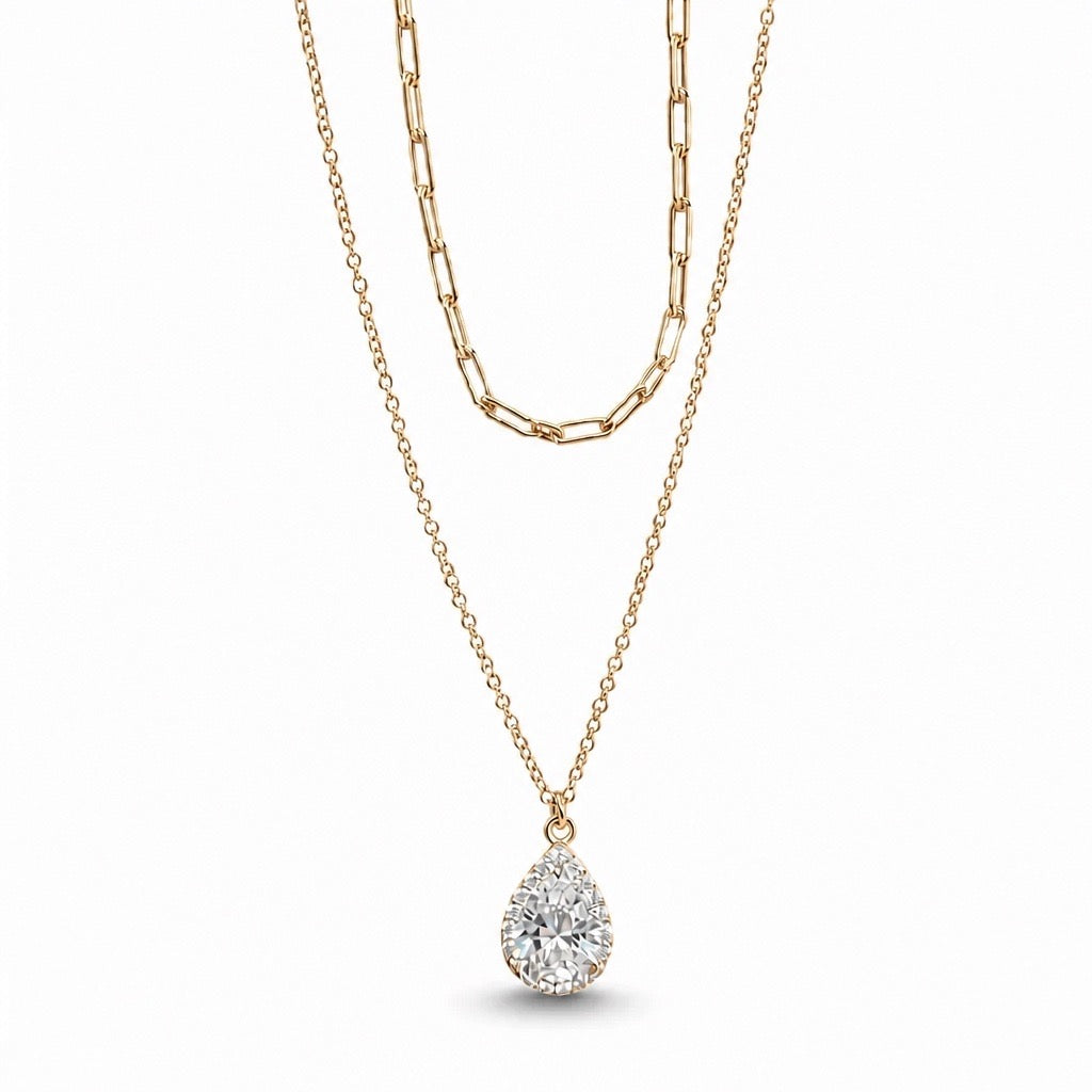 Pear Halo Double Chain