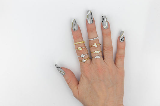 Purple and Turquoise Blue 3-mariner ring